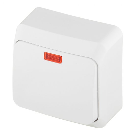 Переключатель Systeme Electric Этюд одноклавишный накладной белый с подсветкой (BA10-007B)