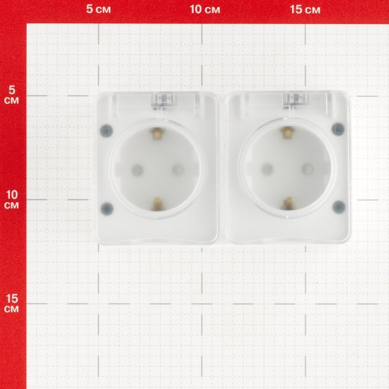 Розетка двойная Systeme Electric AtlasDesign Profi54 накладная белая с заземлением со шторками с крышкой (ATN540126)