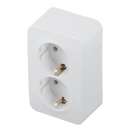 Розетка двойная Systeme Electric Blanca накладная белая с заземлением (BLNRA010211)