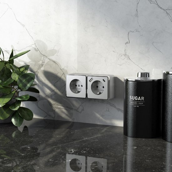 Розетка Werkel Gallant накладная серебряная со шторками с USB-A/ Type-C (a057701)