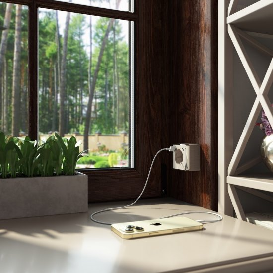 Розетка Werkel Gallant накладная шампань рифленая со шторками с USB-A/ Type-C (a057703)