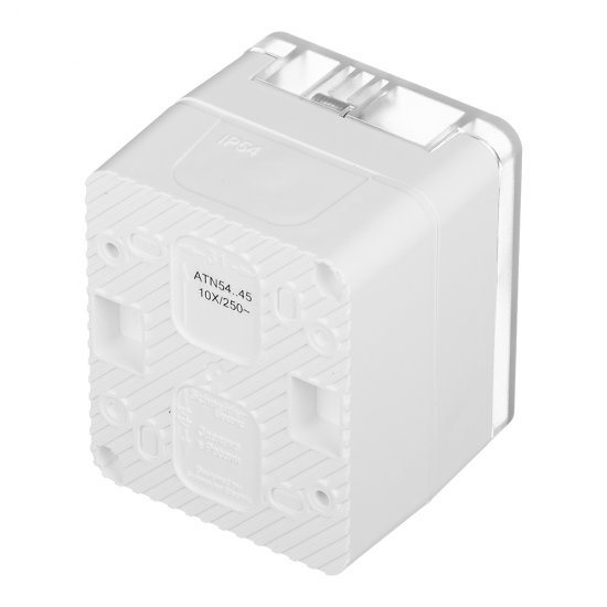 Розетка Systeme Electric AtlasDesign Profi54 накладная белая с заземлением со шторками с крышкой (ATN540145)