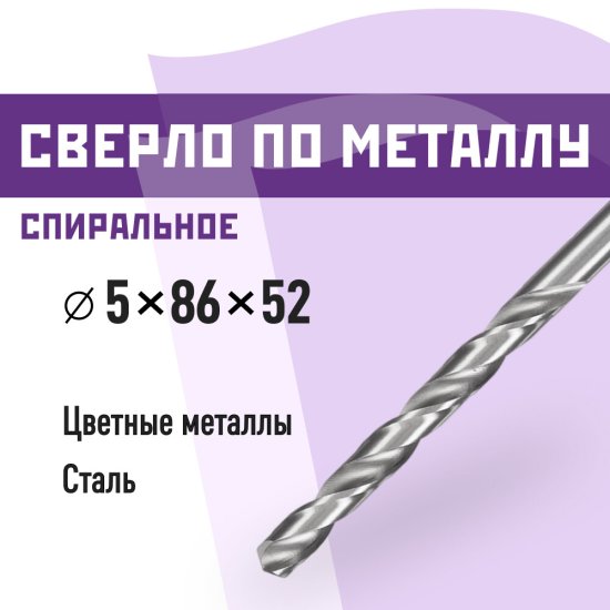 Сверло по металлу спиральное КМ 5х86 мм (966053)