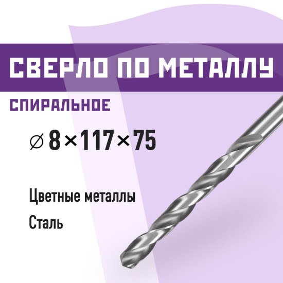 Сверло по металлу спиральное КМ 8х117 мм (966055)