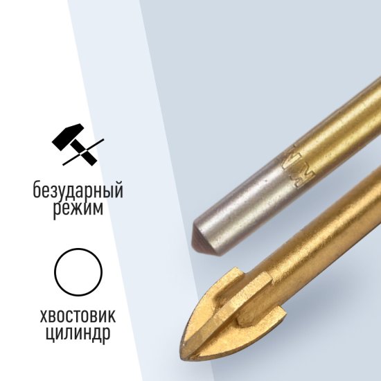Сверло по плитке и стеклу КМ 8х70 мм TIN (966043)