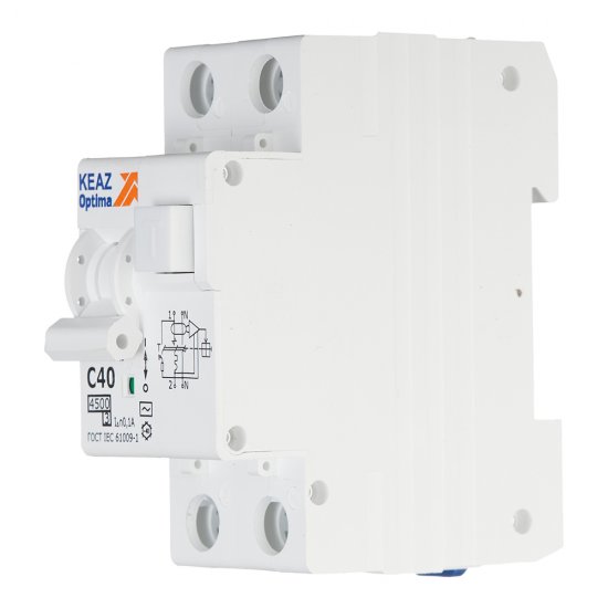 Автомат дифференциальный КЭАЗ OptiDin D63 40А 1P+N тип AC 100 мА 4,5 кА (328109)