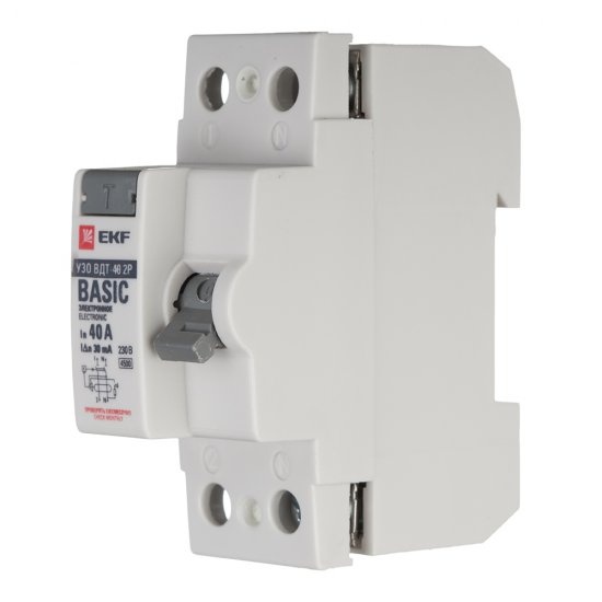 УЗО EKF Basic ВДТ-40 40А 1P+N тип AC 30 мА 4,5 кА (elcb-2-40-30e-sim)