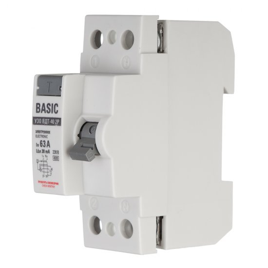 УЗО EKF Basic ВДТ-40 63А 1P+N тип AC 30 мА 4,5 кА (elcb-2-63-30e-sim)