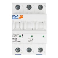 Автоматический выключатель модульный КЭАЗ OptiDin BM63 3P 25А тип C 4,5 кА 230/400 В (326814)