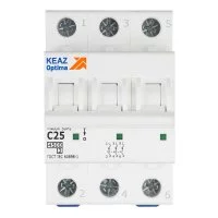 Автоматический выключатель модульный КЭАЗ OptiDin BM63 3P 25А тип C 4,5 кА 230/400 В (326814)