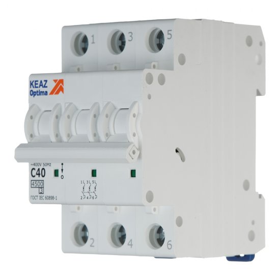 Автоматический выключатель модульный КЭАЗ OptiDin BM63 3P 40А 4,5 кА 400 В (326816)