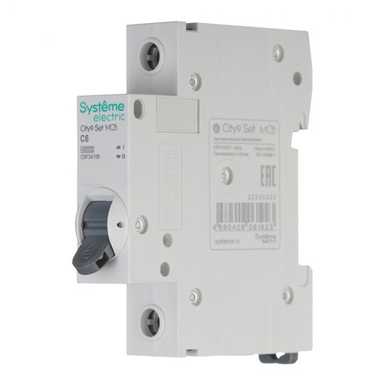 Автоматический выключатель модульный Systeme Electric City9 Set 1P 6А тип C 4,5 кА 230 В (C9F34106)