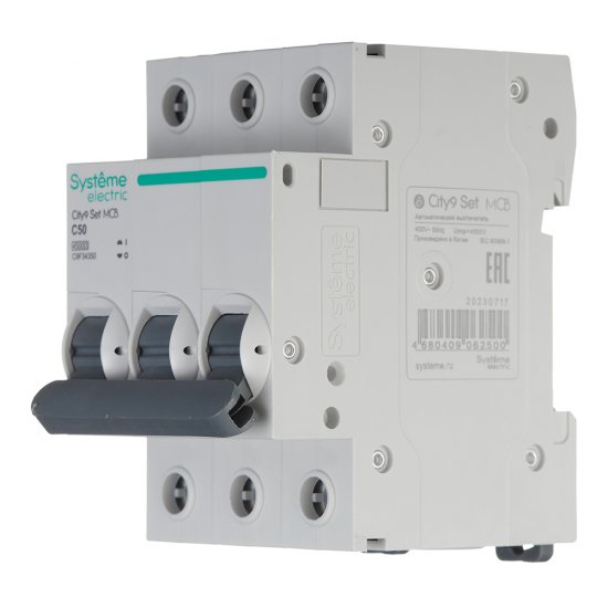 Автоматический выключатель модульный Systeme Electric City9 Set 3P 50А тип C 4,5 кА 400 В (C9F34350)