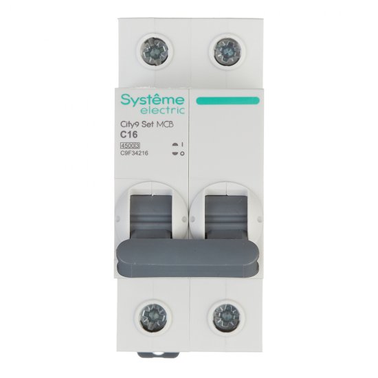 Автоматический выключатель модульный Systeme Electric City9 Set 2P 16А тип C 4,5 кА 230 В (C9F34216)