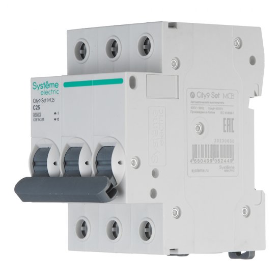 Автоматический выключатель модульный Systeme Electric City9 Set 3P 25А тип C 4,5 кА 230 В (C9F34325)