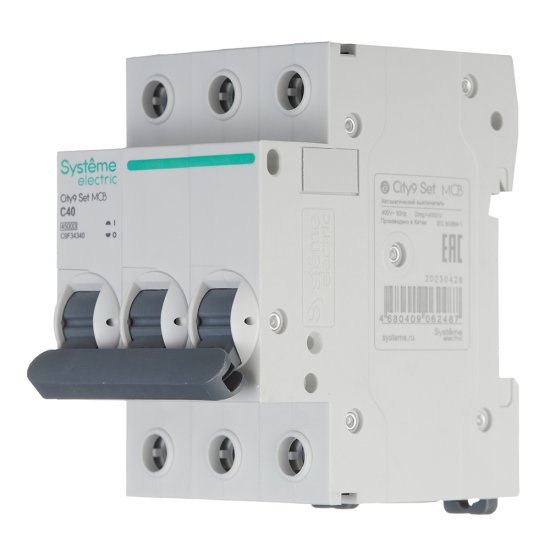 Автоматический выключатель модульный Systeme Electric City9 Set 3P 40А тип C 4,5 кА 400 В (C9F34340)