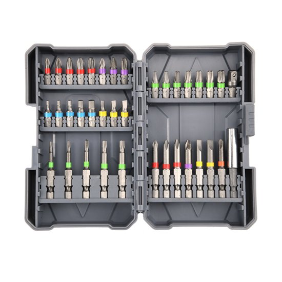 Набор бит КМ (882127) PH/PZ/SL/TORX/HEX/Tri-Wing 25/50 мм с магнитным держателем (37 шт.)