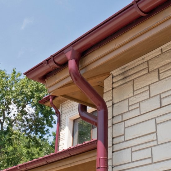 Труба водосточная Grand Line металлическая d90 мм 2,5 м красное вино RAL 3005