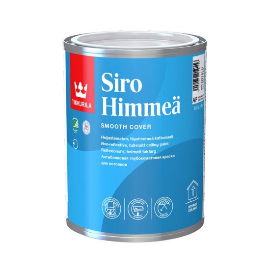 Краска для потолка Tikkurila Siro White база AP белая 0,9 л
