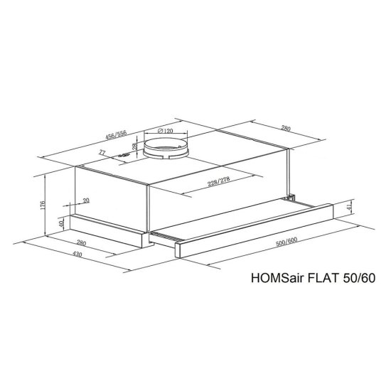 Кухонная вытяжка встраиваемая HomSair Flat 50 см нержавеющая сталь (УТ000010829)