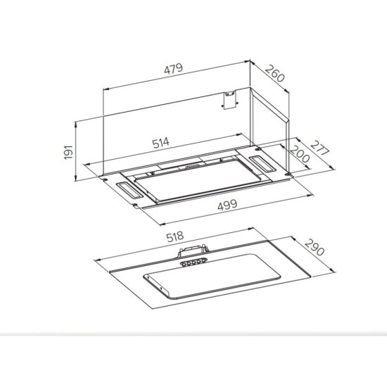 Кухонная вытяжка встраиваемая HomSair Crocus Push 52 Glass White 52 см белая