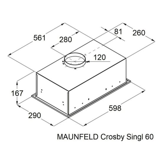 Кухонная вытяжка встраиваемая Maunfeld Crosby Singl 60 см нержавеющая сталь (УТ000010195)