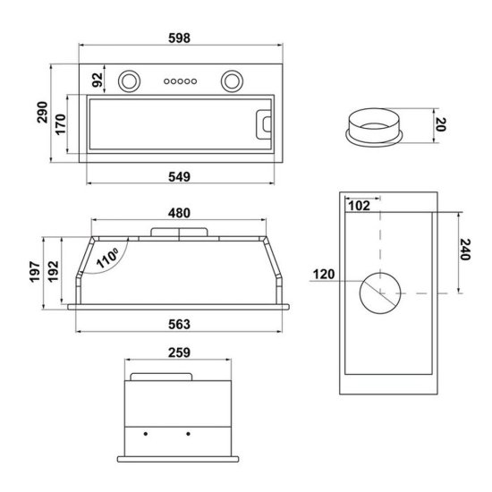 Кухонная вытяжка встраиваемая Maunfeld Thames 60 см черная (КА-00014220)