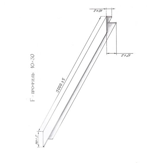 Профиль F-образный 30х3000х10 мм белый