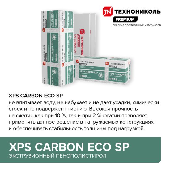 Экструдированный пенополистирол Технониколь Carbon Eco SP Шведская плита 100х580х2360 мм