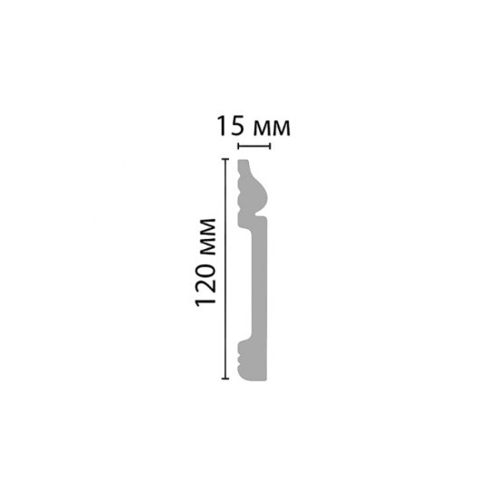 Плинтус экополимер Stenopol 120x15x2000 мм белый (C704)