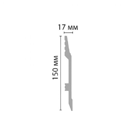 Плинтус экополимер Stenopol 150x17x2000 мм белый (C7104)