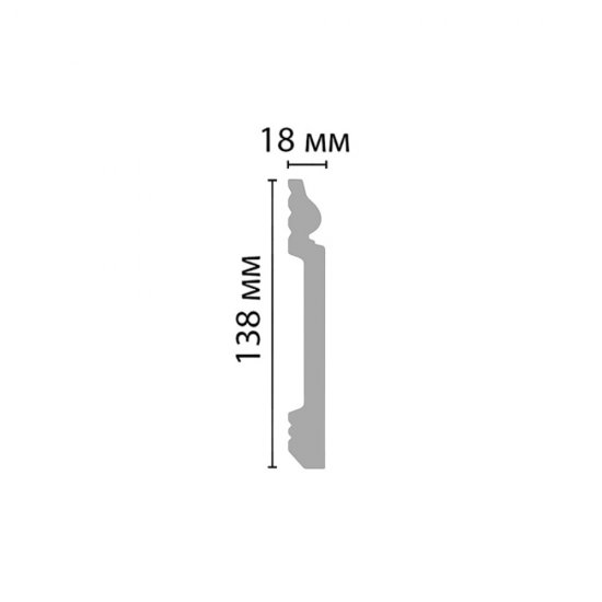 Плинтус экополимер Stenopol 138x18x2000 мм белый (C7118)