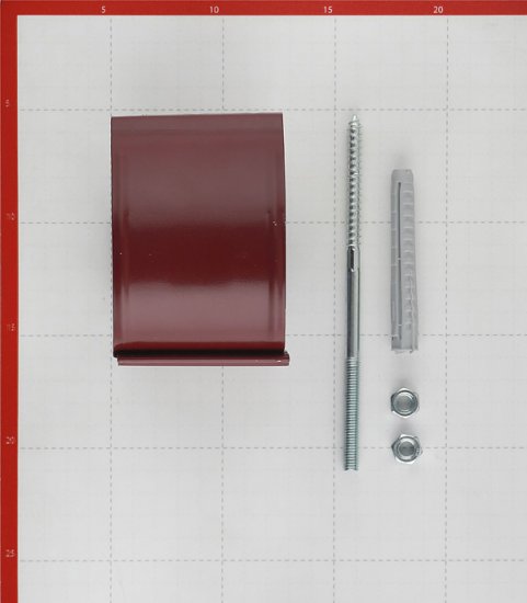 Кронштейн хомут труб Grand Line металлический на кирпичную стену d90 мм красное вино RAL 3005 с крепежом