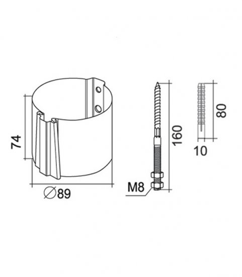 Кронштейн хомут труб Grand Line металлический на кирпичную стену d90 мм красное вино RAL 3005 с крепежом