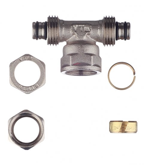 Тройник VALTEC (VTm.332.N.160416) 16 обж(ц) х 1/2 ВР(г) х 16 обж(ц)