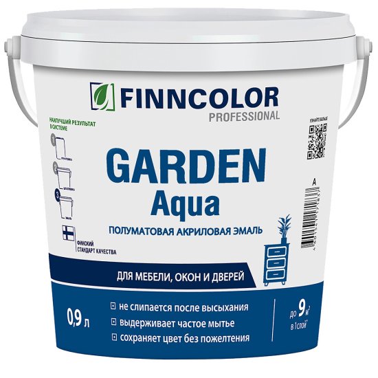 Эмаль акриловая Finncolor Garden Aqua основа А белая полуматовая 0,9 л