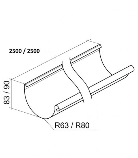 Желоб водосточный Grand Line металлический d125 мм 2,5 м красное вино RAL 3005