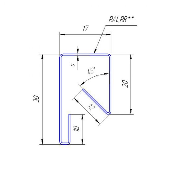 Планка заборная П-образная 17х30х2000 мм зеленая RAL 6005