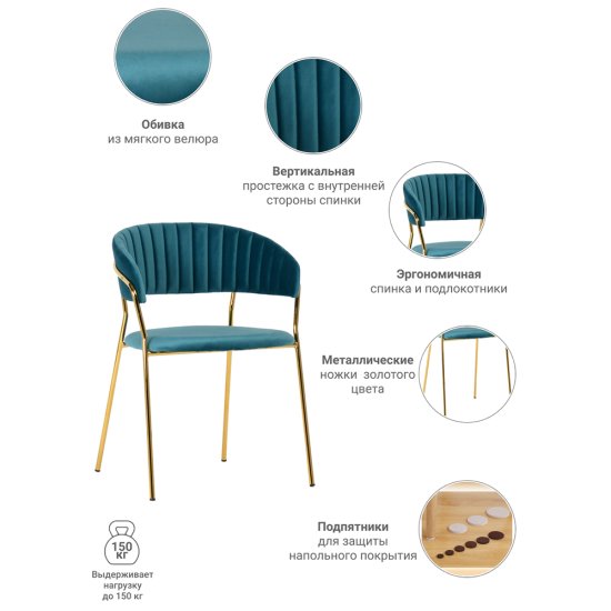 Стул-кресло Turin бирюзовый (FR 0160)