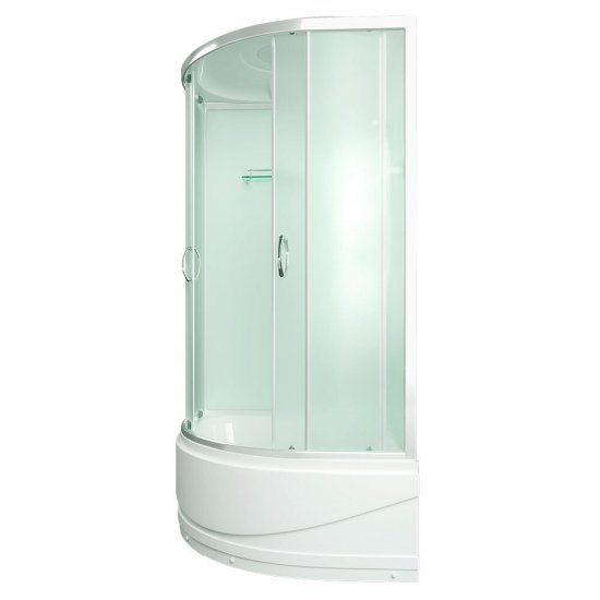 Душевая кабина Erlit Comfort 100х100х215 см стекло матовое 4 мм с высоким поддоном полукруг