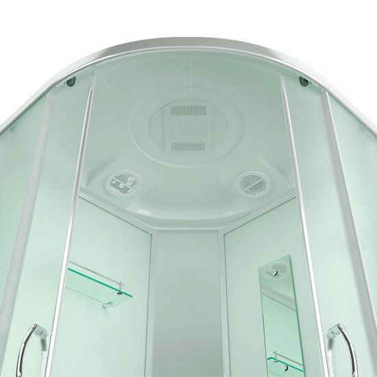 Душевая кабина Erlit Comfort 100х100х215 см стекло матовое 4 мм с высоким поддоном полукруг