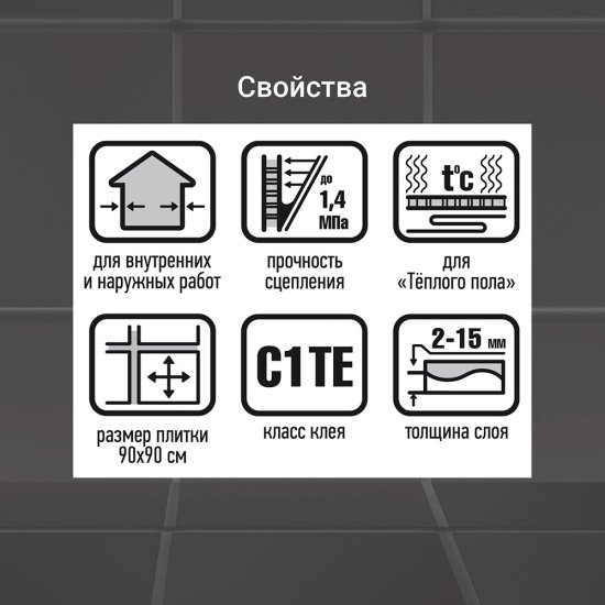 Клей для плитки/ керамогранита/ камня Unis Плюс класс C1 TE 5 кг