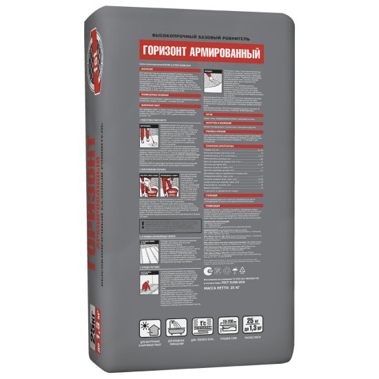 Ровнитель (стяжка пола) первичный Unis Горизонт Армированный высокопрочный 25 кг