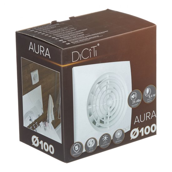 Вентилятор осевой DiCiTi Aura с обратным клапаном 155х155 мм d100 мм белый