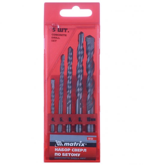 Набор сверл по бетону спиральных 4-10 мм (5 шт.) (70730/EA05-880)