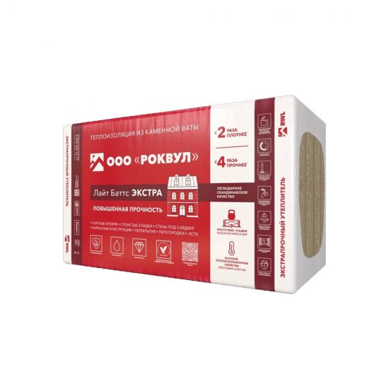 Утеплитель Роквул Лайт Баттс Экстра 100х600х1000 мм 2,4 кв.м