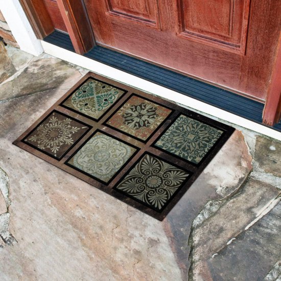 Коврик придверный противоскользящий Ланже 45х75 см влаговпитывающий серый