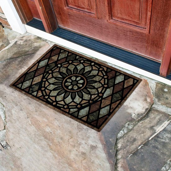 Коврик придверный противоскользящий Винздор 58х88 см влаговпитывающий серый