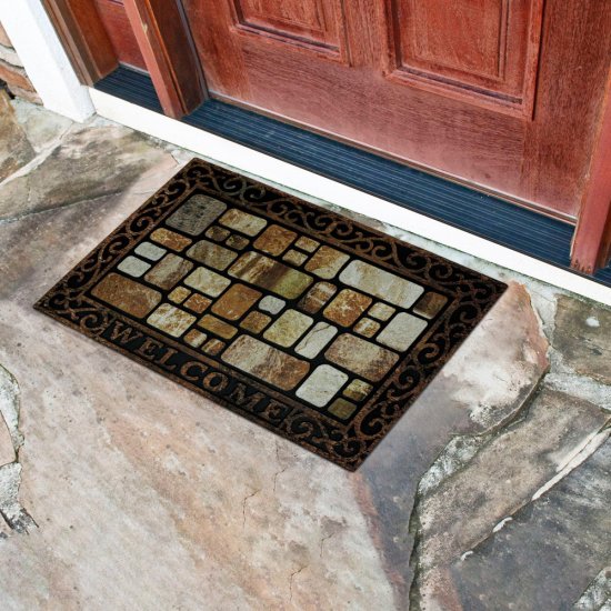 Коврик придверный противоскользящий Касл 45х75 см влаговпитывающий бежевый