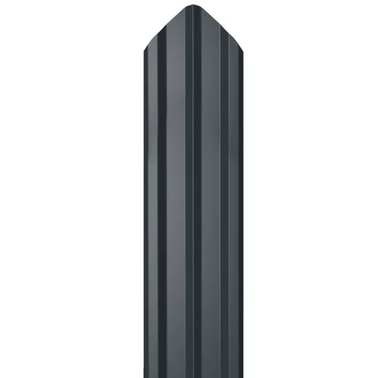 Евроштакетник односторонний М-образный 0,4 мм 100х2000 мм графитовый серый RAL 7024 фигурный срез